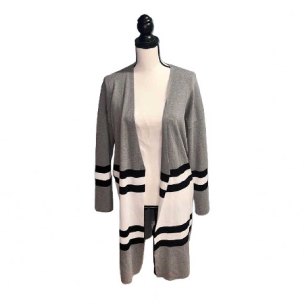 Timing- white and black cardigan